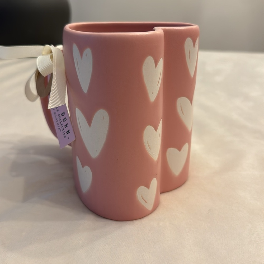 NEW! Rae Dunn Pink and White Heart Accent Mug - Picture 2 of 8